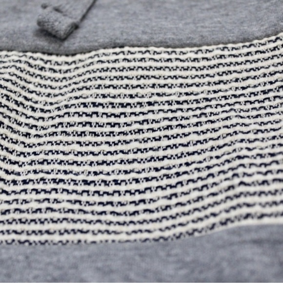Grey Embroidered Hoodie Medium Dropped Shoulder Oversized Cotton Striped - Picture 4 of 5